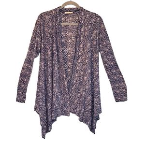 Testament Lightweight Purple Patterned Open Cardigan Layering Size Small